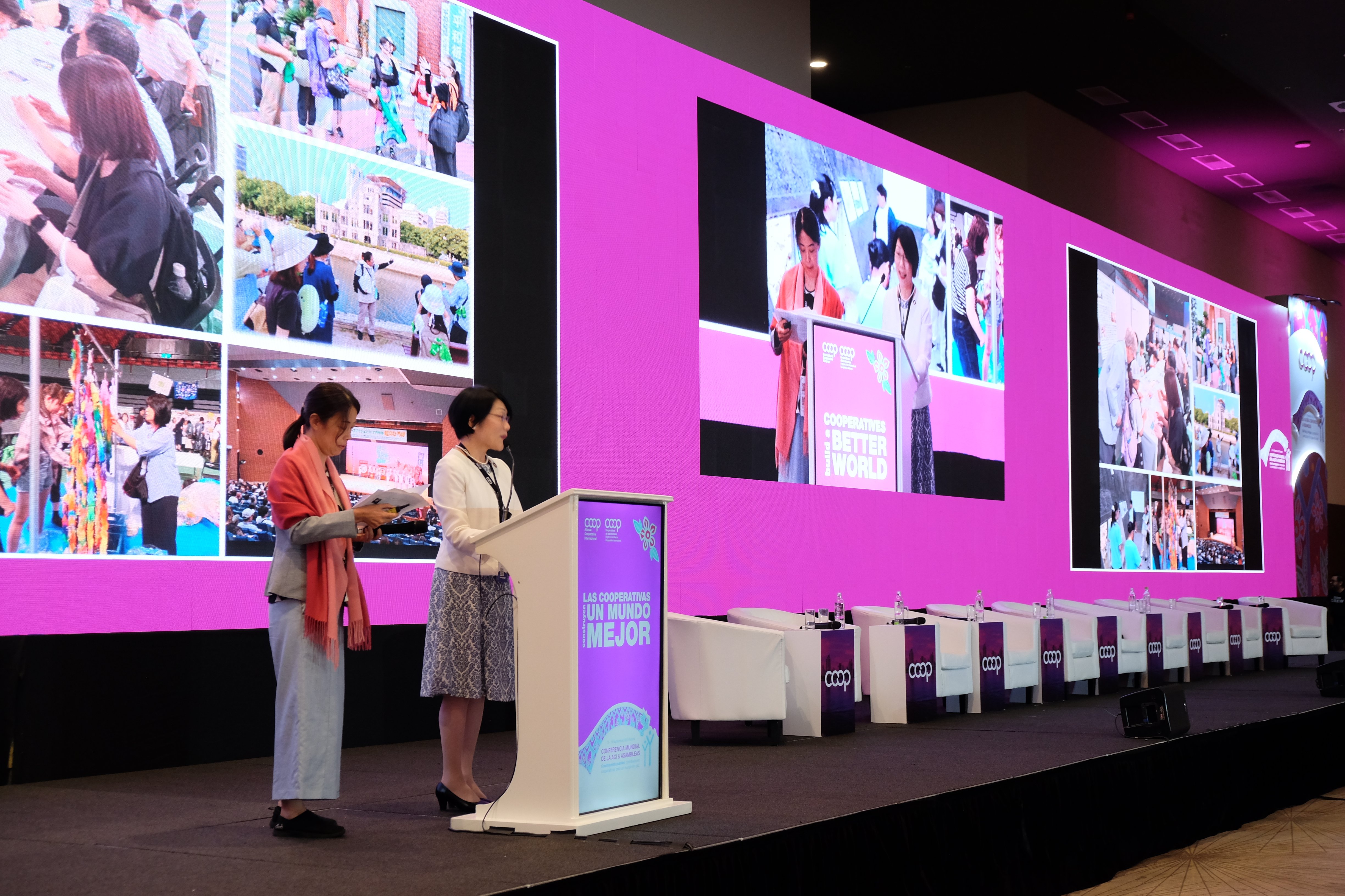 03_JCCU President ARAI Chitose introducing the peace activities of Japanese consumer co-ops.JPG